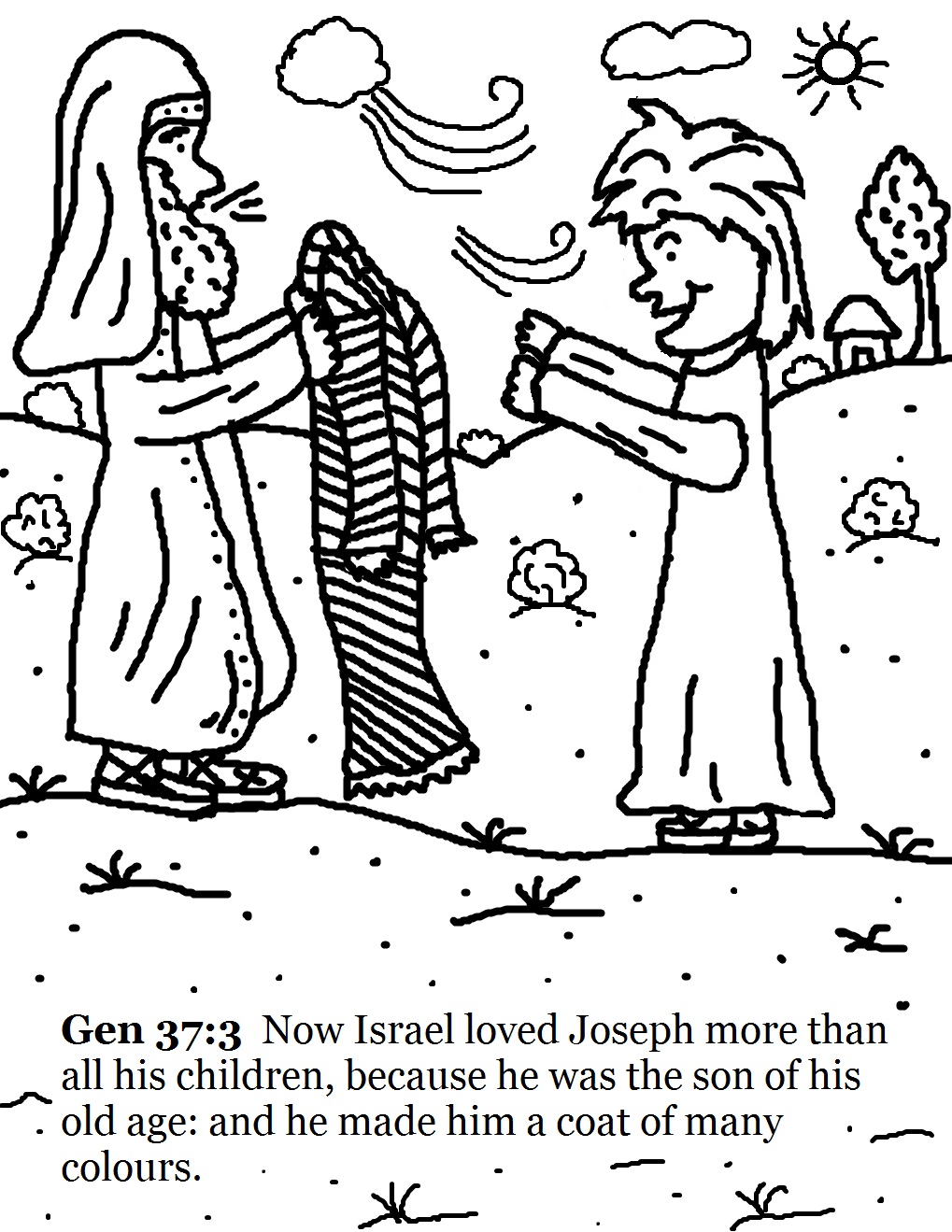 1019x1319 Terrific Joseph And His Coat Of Many Colors Coloring Page Free
