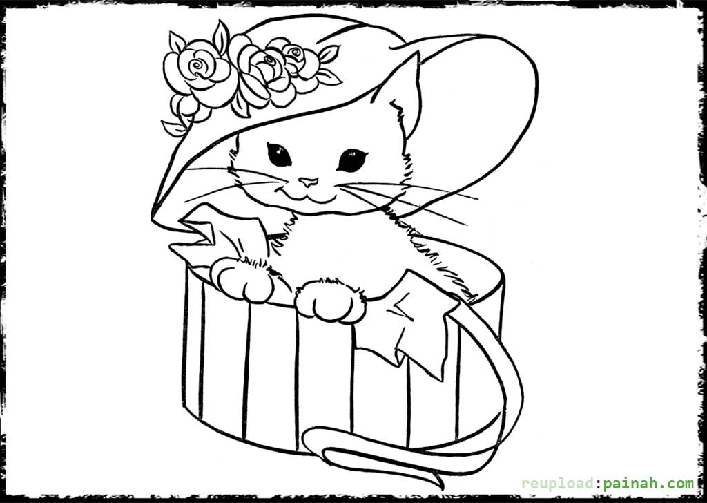 1024x728 Cute Kitten Coloring Pages Color Bros With Regard To Prepare