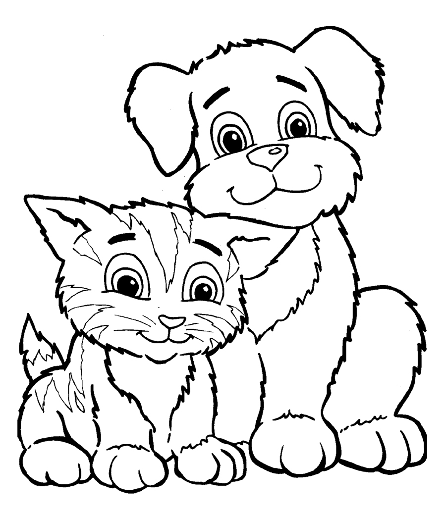 900x1044 Puppy And Kitty Coloring Pages