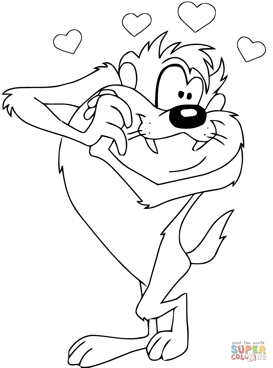 900x1211 Inspirational Taz In Love Coloring Page Free Coloring Pages