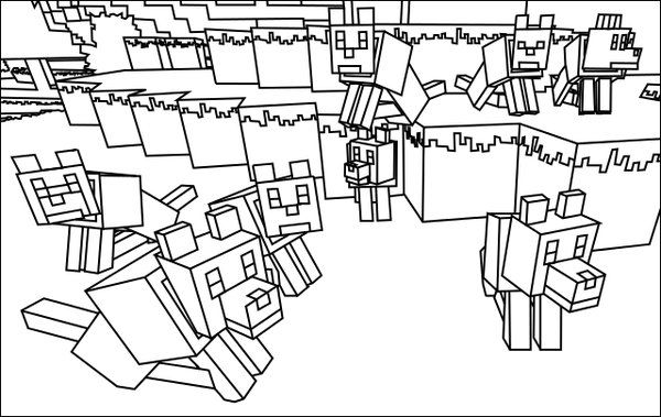 600x379 Minecraft Wolves Coloring Pages Cate's Coloring