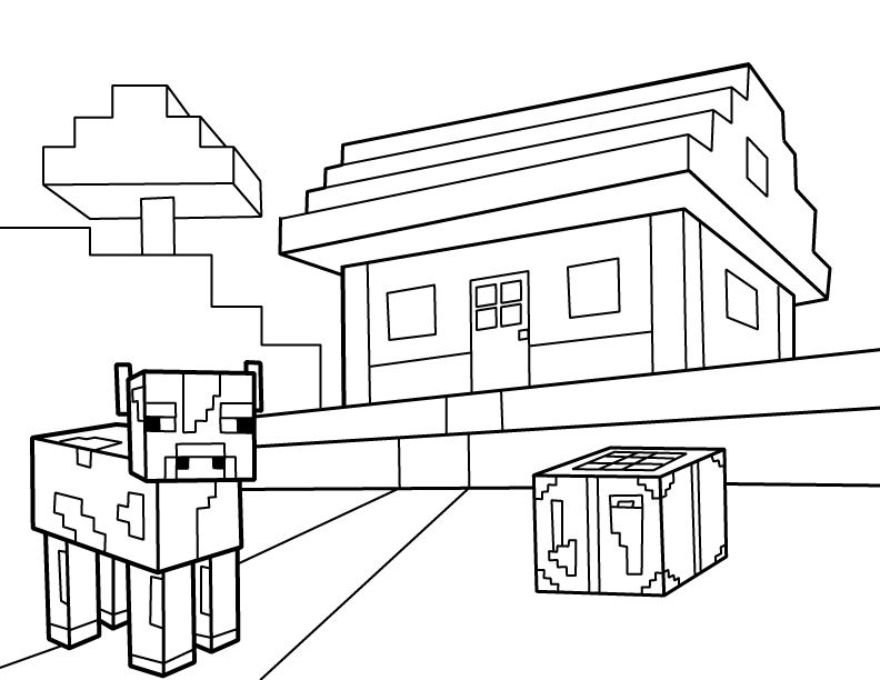 792x612 First House And Cow Pdf Printable Coloring Page