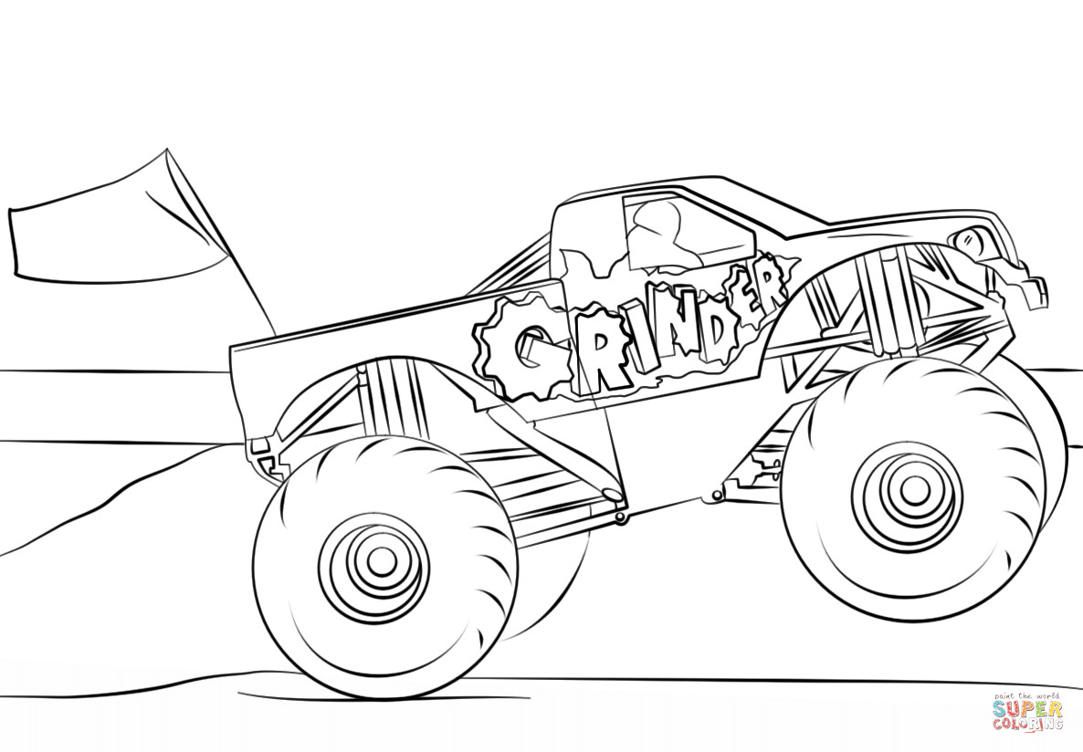 1186x824 Grinder Monster Truck Coloring Page Free Printable Pages Within