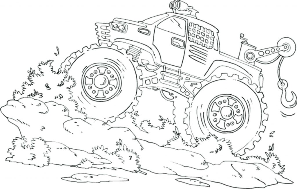 1024x651 Coloring Pages Monster Truck Coloring Page Blue Thunder Pages