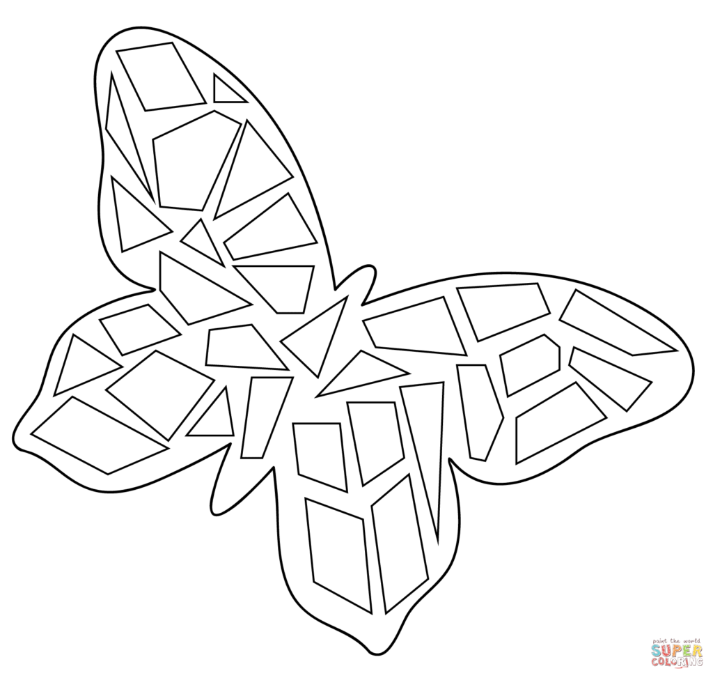 1024x973 Butterfly Mosaic Coloring Page Free Printable Pages