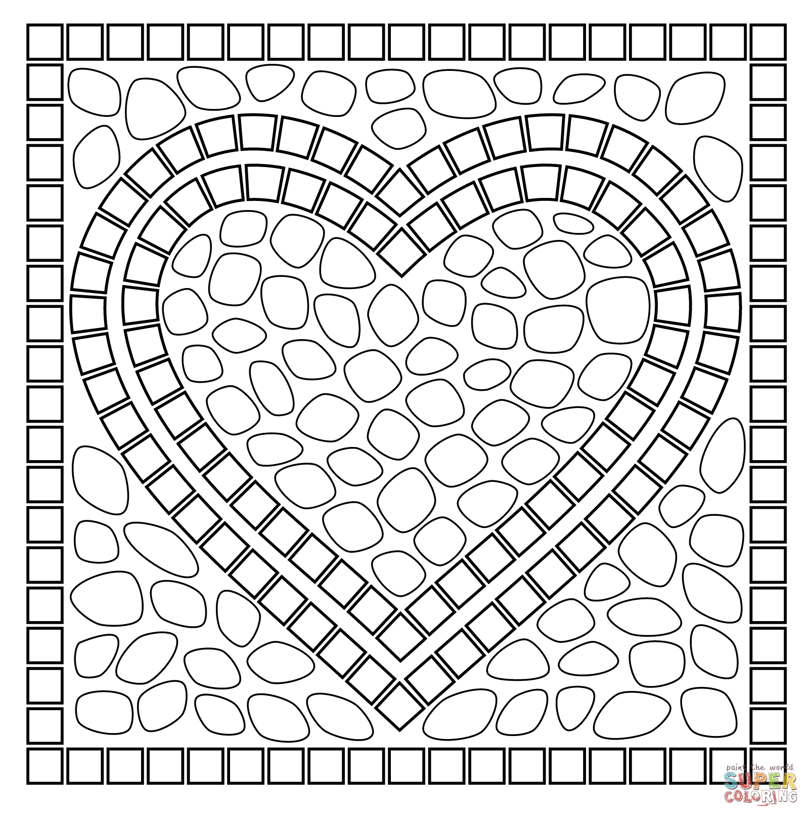1600x1614 Printable Mosaic Coloring Pages