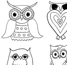 230x224 Free Owls And Mushrooms Coloring Page!