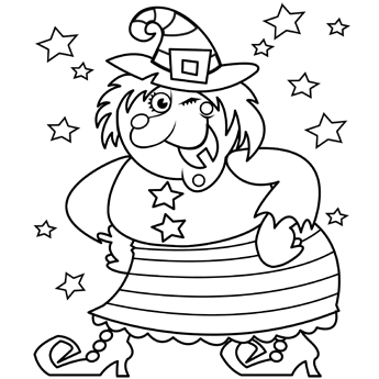 345x345 Coloring Pages Happy Witch Halloween Witches