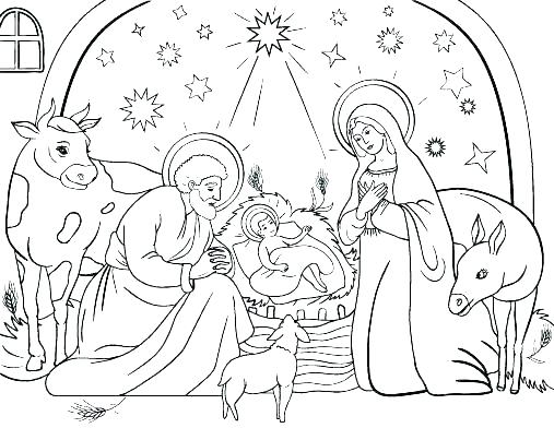 507x392 Nativity Coloring Pages Free Precious Moments Nativity Coloring