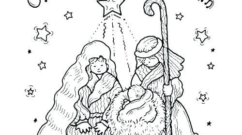 500x280 Nativity Scene Coloring Page
