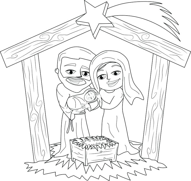 800x756 Nativity Scene Coloring Pages Icontent