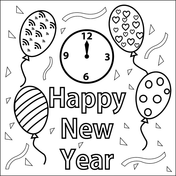 604x604 New Years Coloring Sheets Happy New Year Coloring Book Ideas