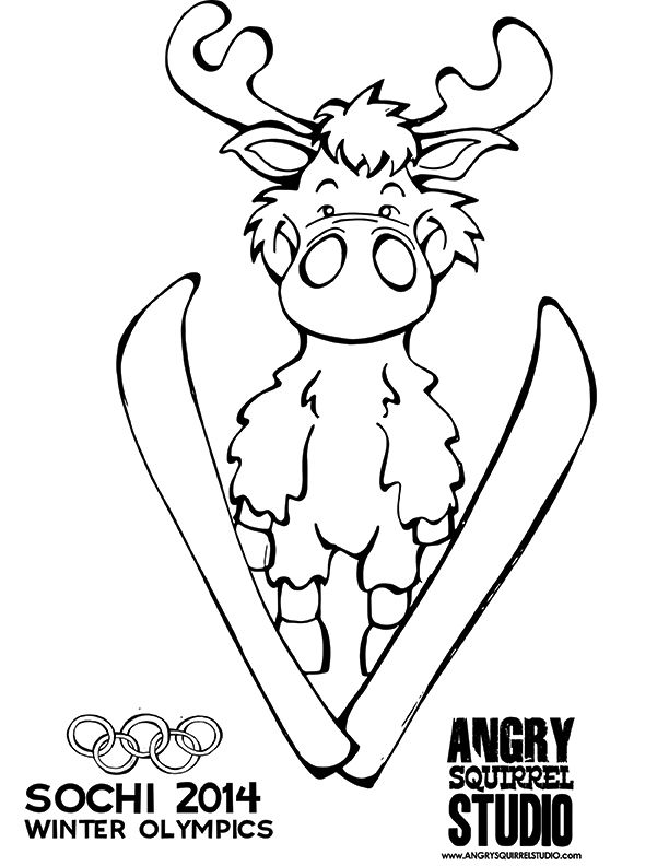 612x792 Free Olympic Coloring Page Ski Jumping Moose Download Here Http