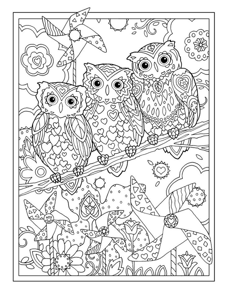 735x952 Owl Coloring Pages For Adults Free Detailed Owl Coloring Pages
