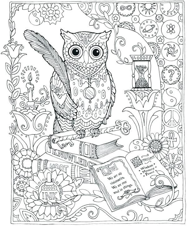 600x728 Owl Colouring In Printable Snowy Owl Coloring Pages For Adults
