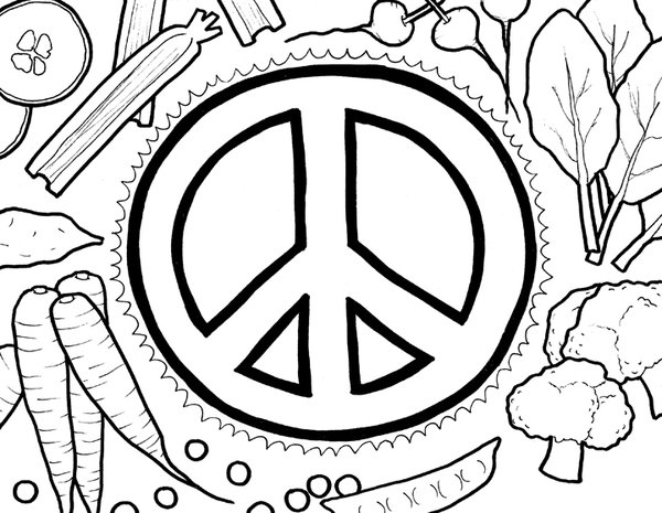 600x465 Peace Sign Coloring Pages Vegetables Free Printable Bebo Pandco