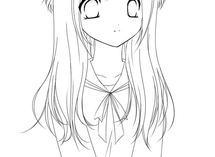 744x544 Anime Girl Coloring Page For Kids To Print Free Printable Pages