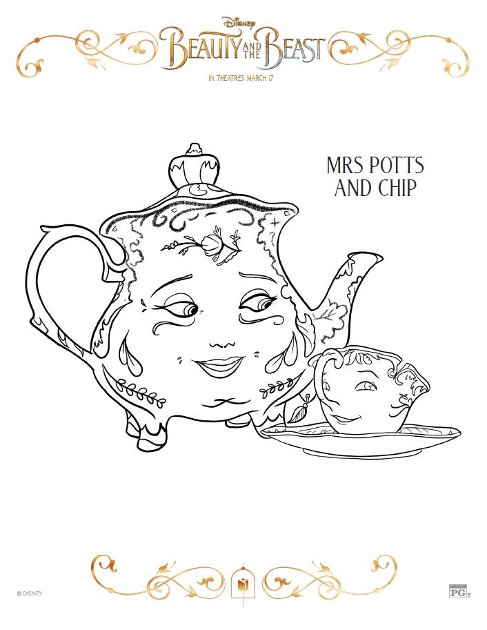 706x913 Beauty And The Beast Coloring Pages