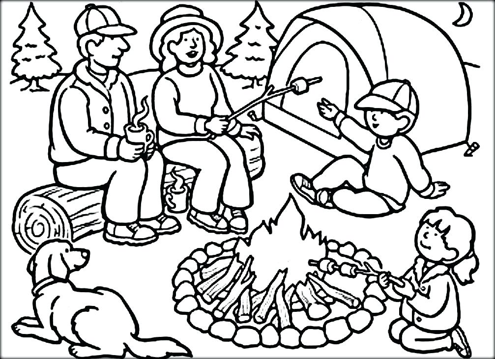 1007x731 Camping Coloring Sheets Best Camping Coloring Pages Picture Free