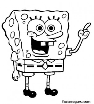 304x338 Printable Cartoon Happy Spongebob Coloring Pages