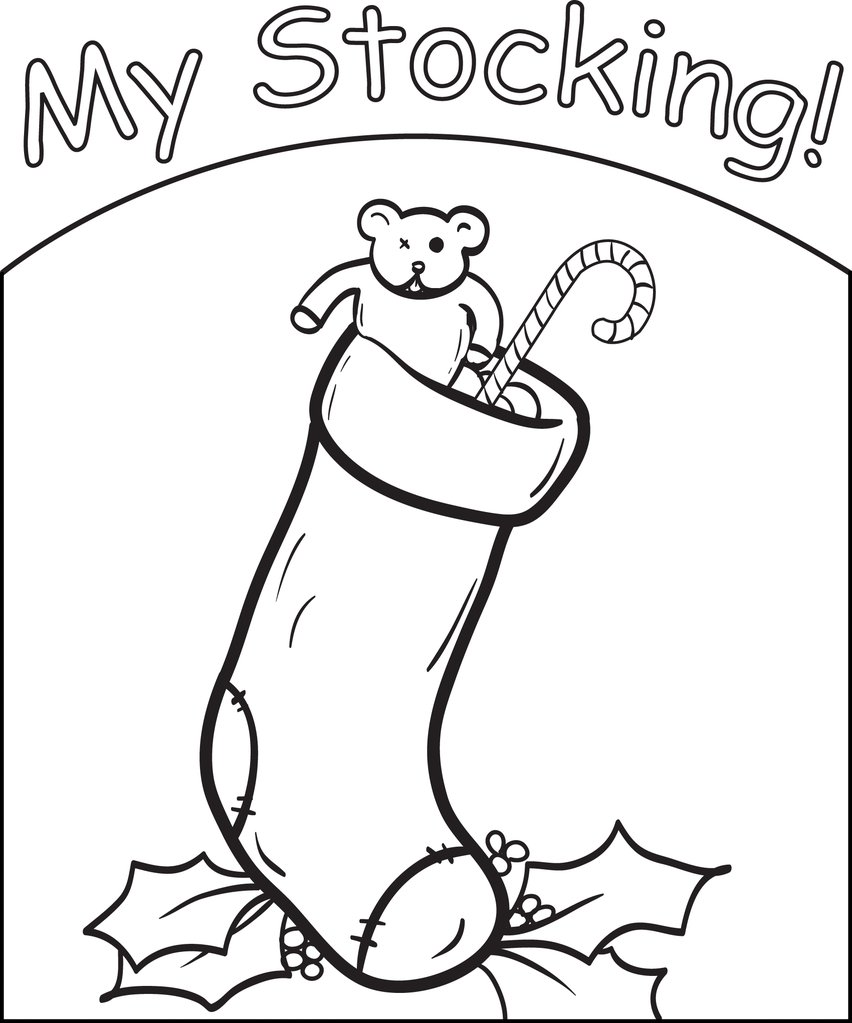 852x1023 Free Printable Christmas Stocking Coloring Page For Kids