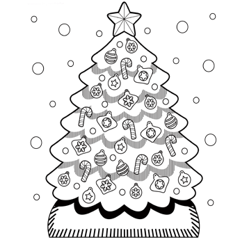 345x345 Christmas Tree Coloring Page