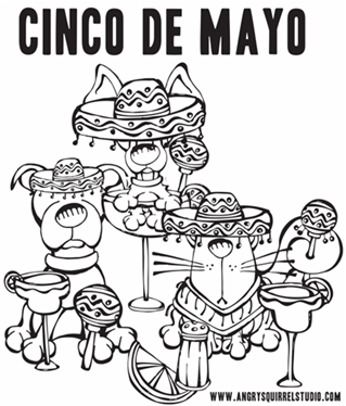 319x374 Cinco De Mayo Party Animals Free Printable Coloring Page Woof