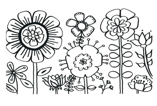 520x350 Flowers And Butterflies Coloring Pages Flower Printable Coloring