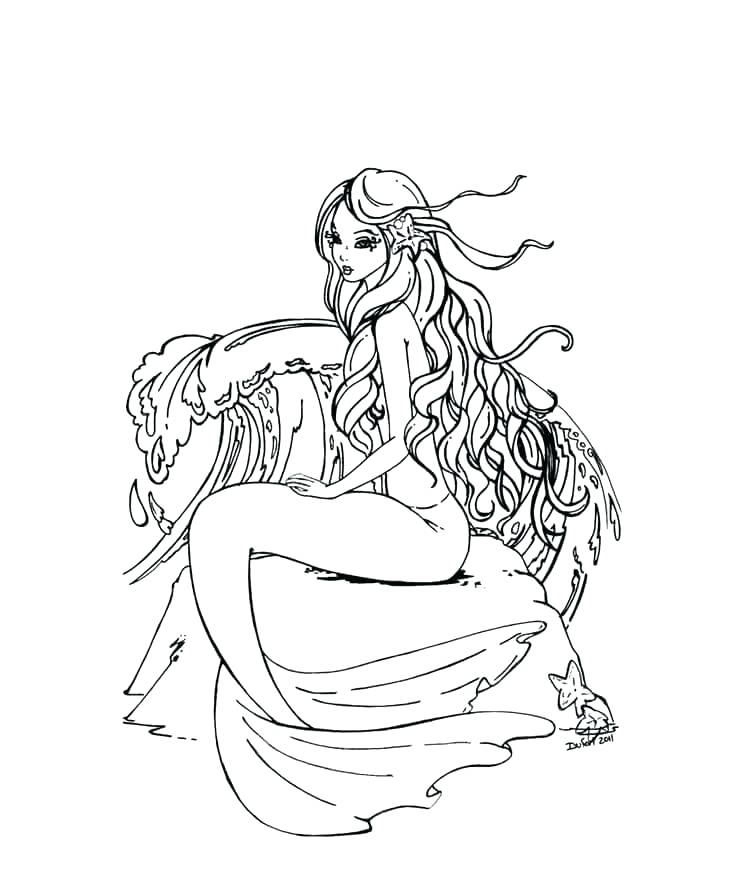 736x891 Mermaid Coloring Pages For Adults Together With Little Mermaid