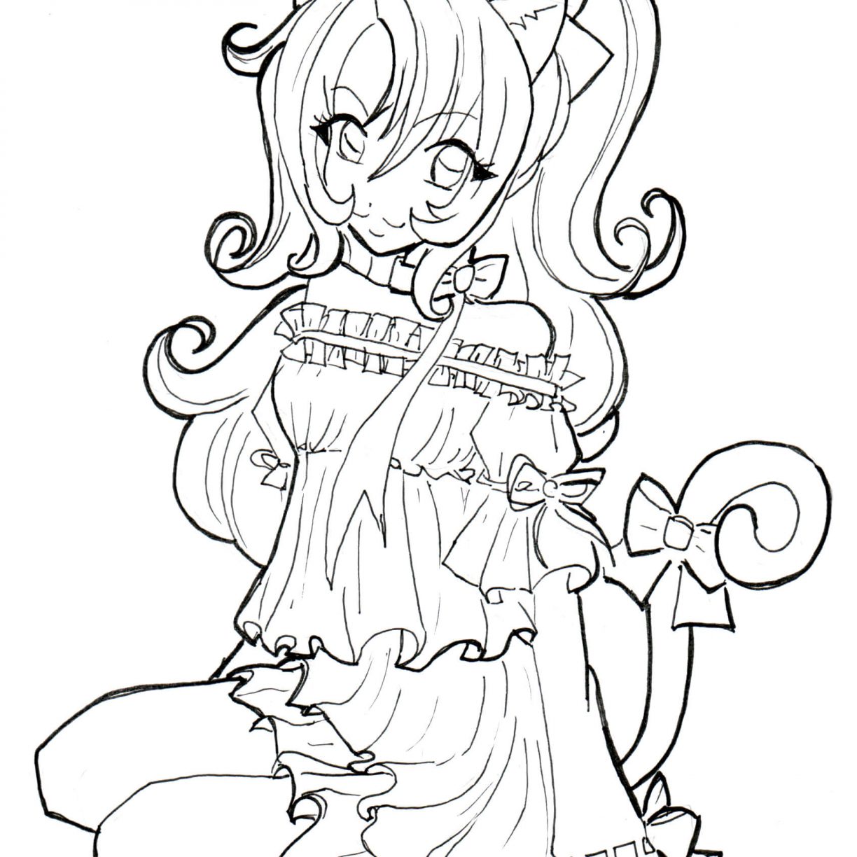 1224x1224 Anime Cat Girl Coloring Book Free Printable Pages Cartoons Vampire