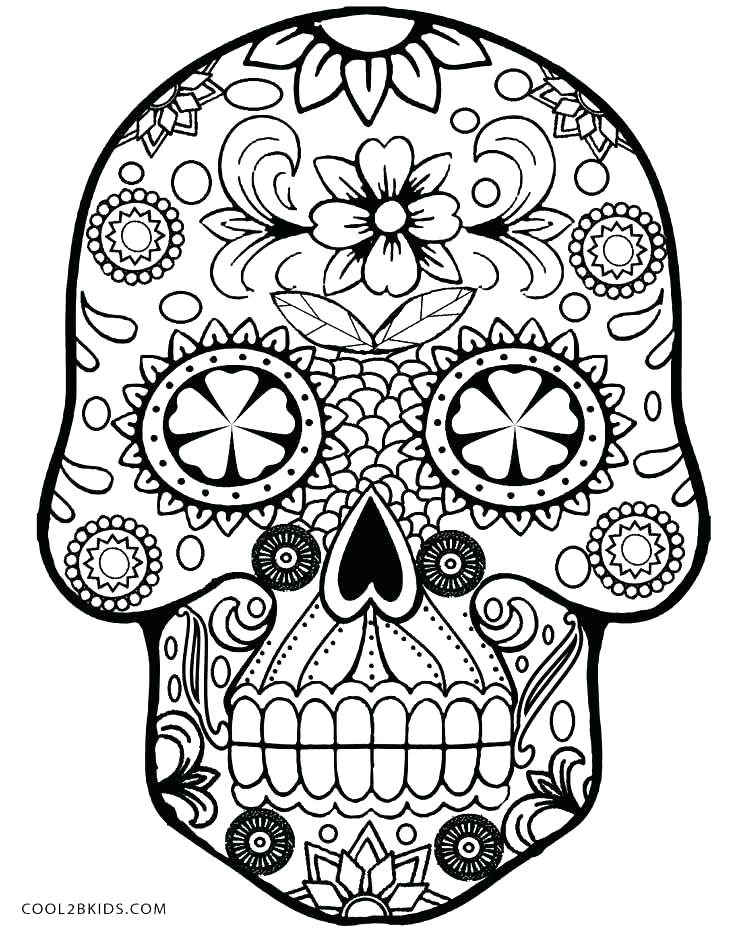 736x930 Cool Skull Colouring Pages Printable Coloring Sugar Skull Color