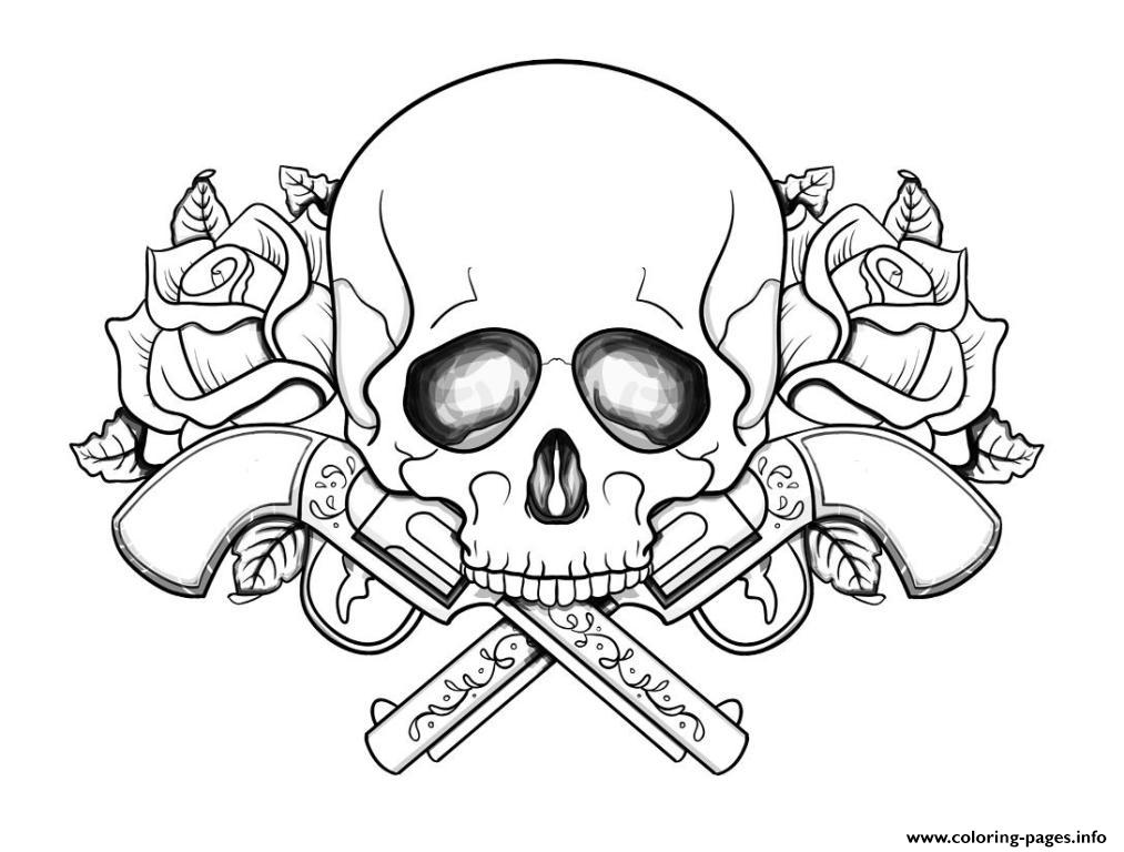 1013x768 Skull Printable Coloring Pages Sugar Skull With Roses Coloring