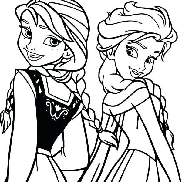 600x600 Coloring Pages Printable And Hugging Free Coloring Elsa And Anna