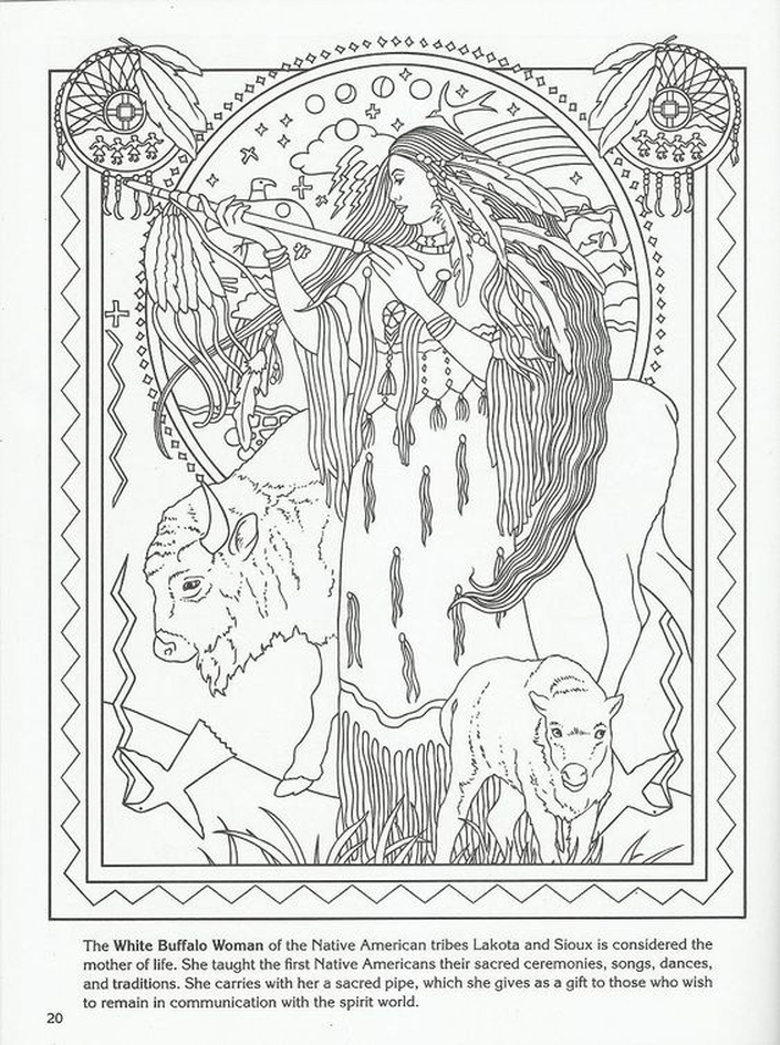 705x944 White Buffalo Woman Native American Goddess Challenging Coloring