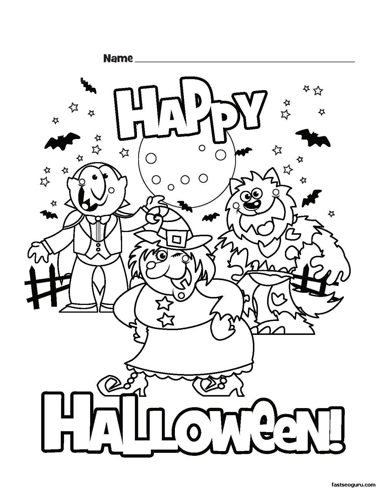 1275x1650 Printable Happy Halloween Coloring Pages On Printable Disney