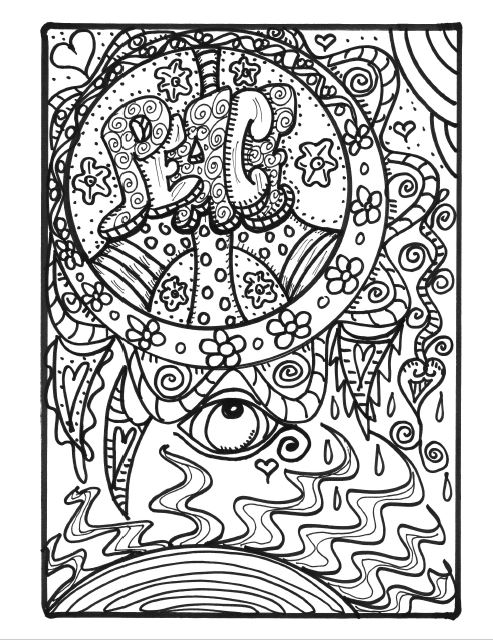 493x640 Free Coloring Pages For Adults Funky Pictures From Hippie Folk