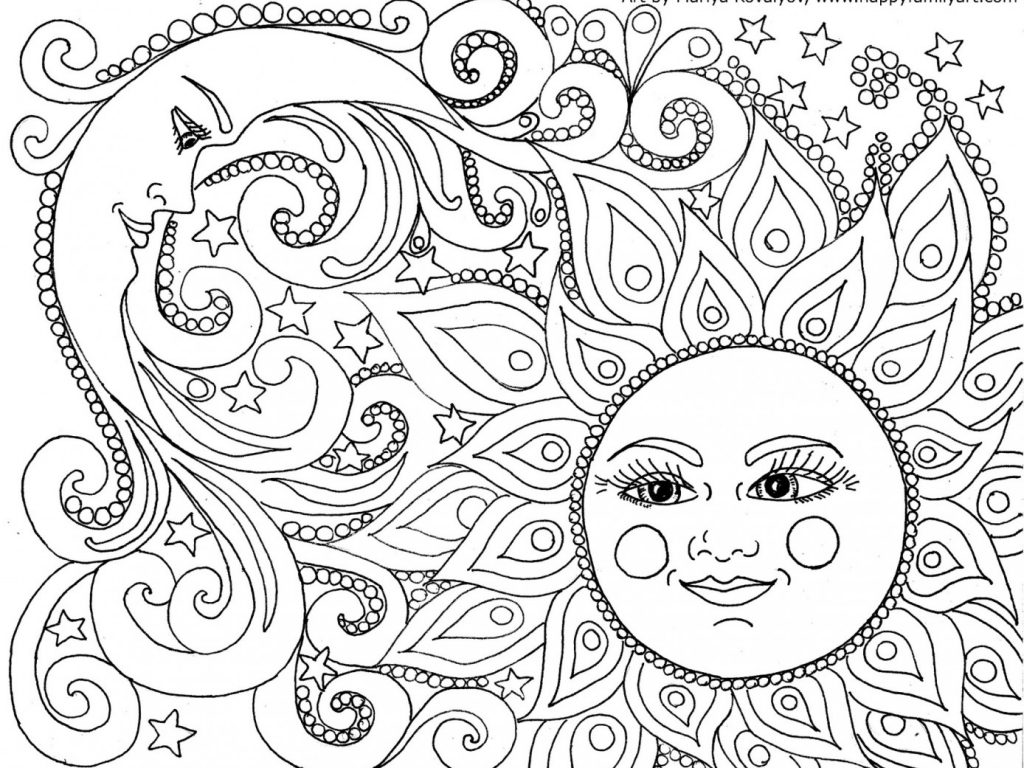 1024x768 Artistic Hippie Sun Coloring Pages Printable Arts For Adults