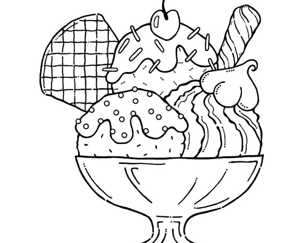1000x800 Ice Cream Coloring Page To Download Kids Cake Pages Printable Cone