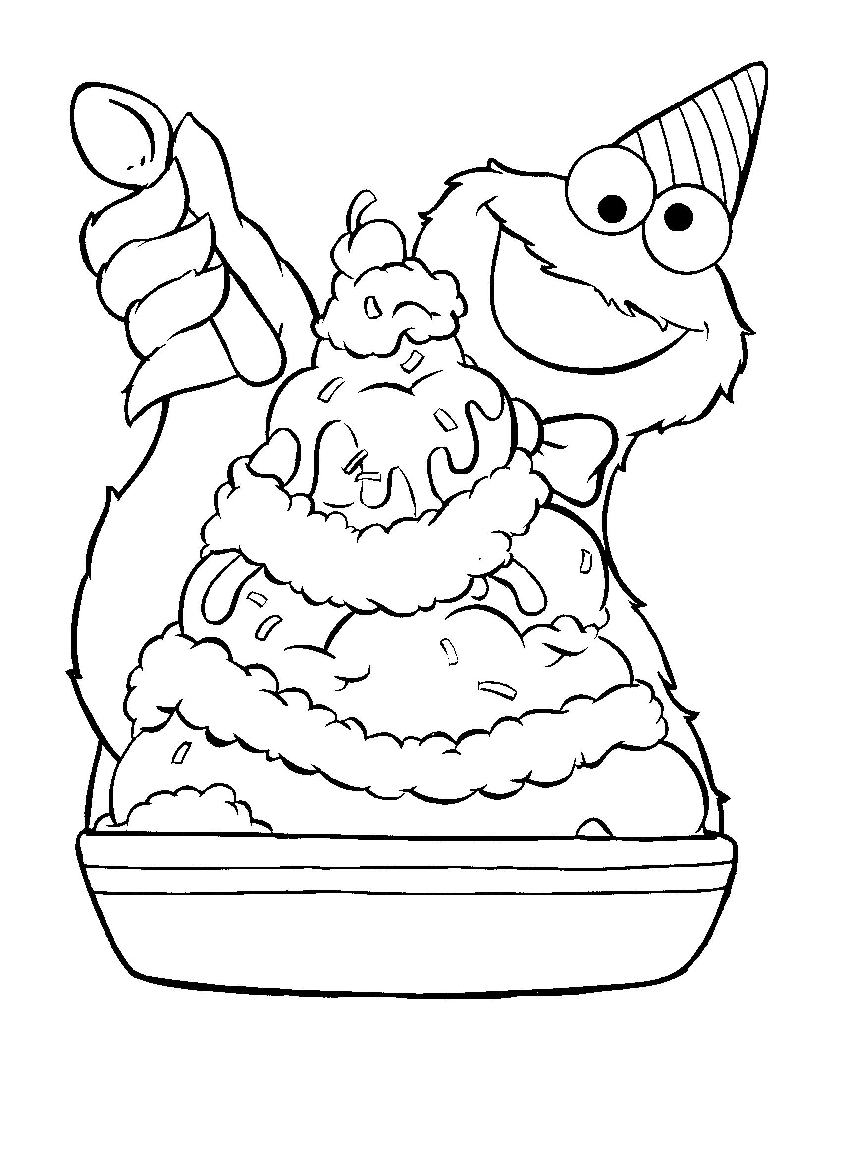 1700x2338 Banana Split Coloring Page Cookie Monster Ice Cream Sundae Pages