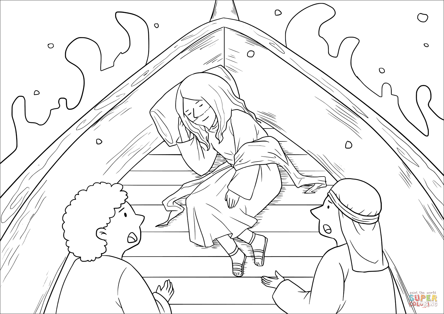 1500x1060 Jesus Calms The Storm Mark Coloring Page Free Printable