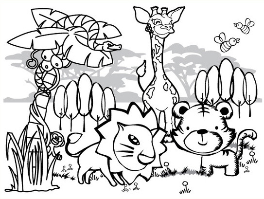 543x409 Jungle Animals Coloring Pages Jungle Coloring Pages Coloring