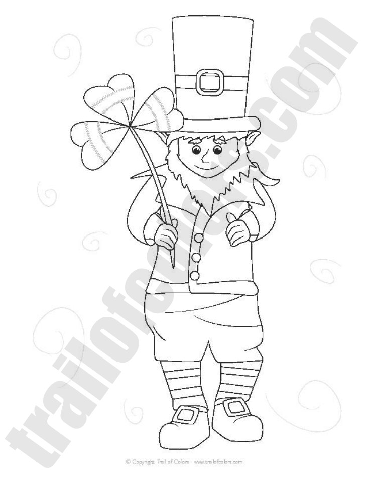 735x950 Adorable Leprechaun Coloring Page