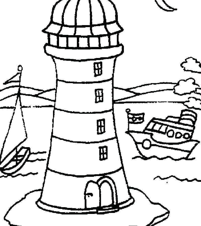 800x900 Lighthouse Coloring Pages With A Boat Free Printable Coloring