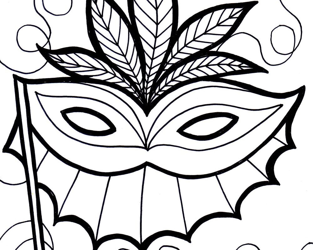 1000x800 Mardi Gras Coloring Pages Printable Free Mask Masks Sheet