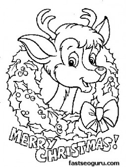 254x338 Printable Coloring Pages Of Merry Christmas Reindeer Baby Face
