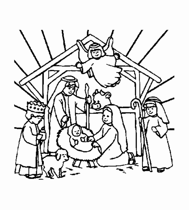 719x800 Coloring Pages For Christmas Jesus Images Free Printable Santa