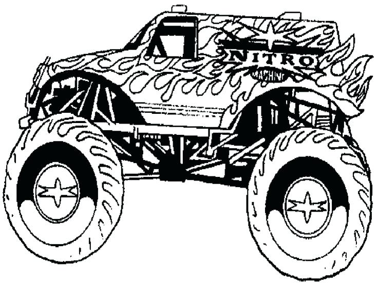 736x552 Monster Trucks Coloring Pages With Monster Jam Truck Sketch