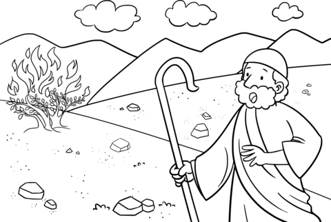 480x322 Moses And The Burning Bush Coloring Page Printable Coloring Pages