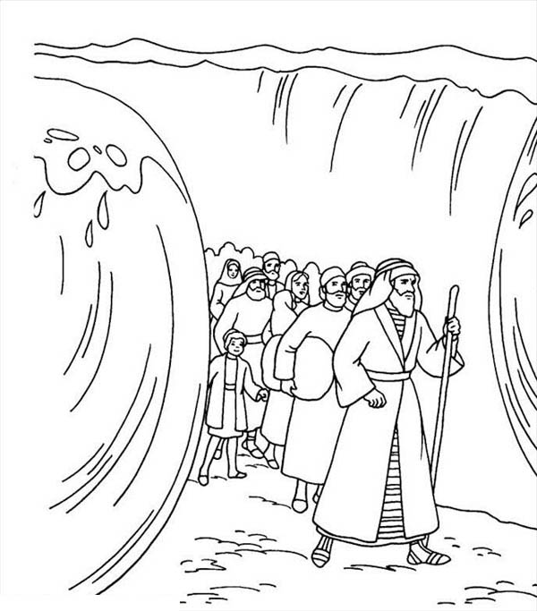 600x683 Moses And The Red Sea Coloring Page Moses Divide Red Sea Coloring