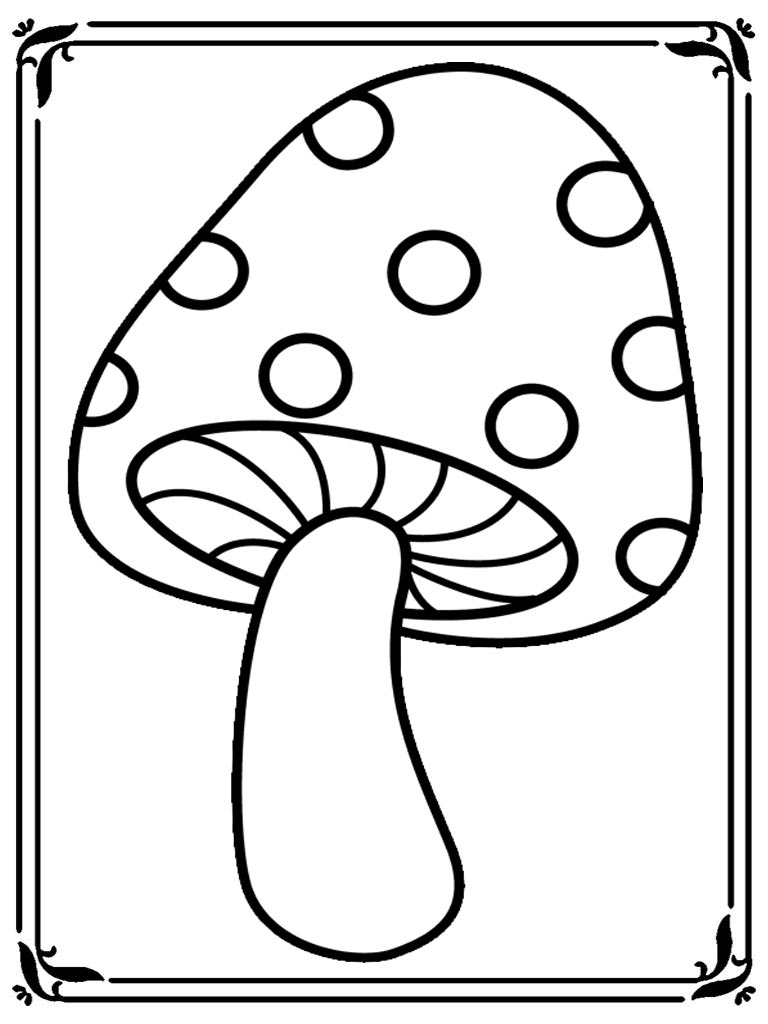 768x1024 Mushroom Coloring Page